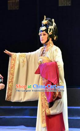 Chinese Jin Opera Countess Garment Costumes and Headdress Fenyang King Traditional Shanxi Opera Rani Apparels Dame Dress