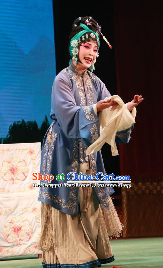 Chinese Jin Opera Young Female Garment Costumes and Headdress Chun Jiang Yue Traditional Shanxi Opera Actress Apparels Diva Liu Mingyue Dress