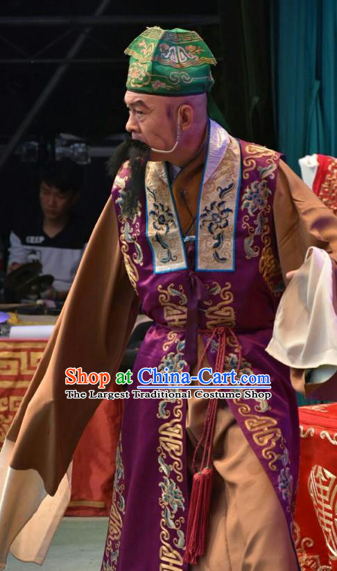 Chun Jiang Yue Chinese Shanxi Opera Clown Apparels Costumes and Headpieces Traditional Jin Opera Elderly Male Garment Landlord Liu Er Clothing