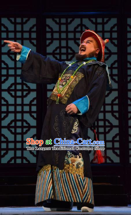 He Qing Hai Yan Chinese Shanxi Opera Qing Dynasty Official Apparels Costumes and Headpieces Traditional Jin Opera Garment Governor An Lan Clothing