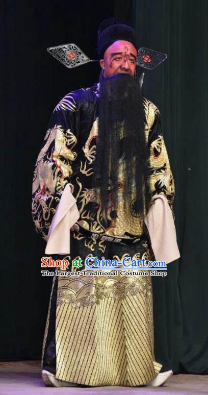 Shen Gong Qing Hun Chinese Shanxi Opera Official Apparels Costumes and Headpieces Traditional Jin Opera Elderly Male Garment Figurant Clothing