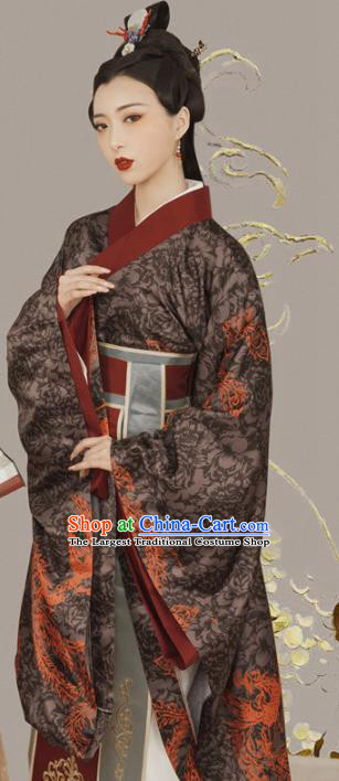 Chinese Traditional Ancient Drama Court Queen Hanfu Dress Apparels Han Dynasty Royal Empress Historical Costumes and Headpieces for Women