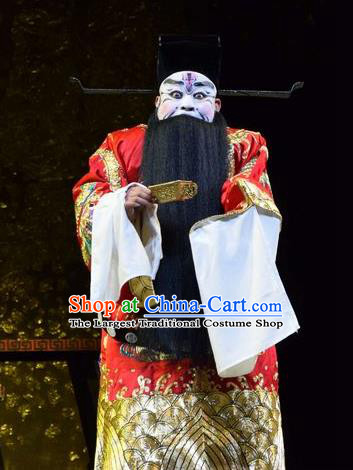 Guan Gong Chinese Shanxi Opera Prime Minister Cao Cao Apparels Costumes and Headpieces Traditional Jin Opera Jing Role Garment Elderly Male Clothing