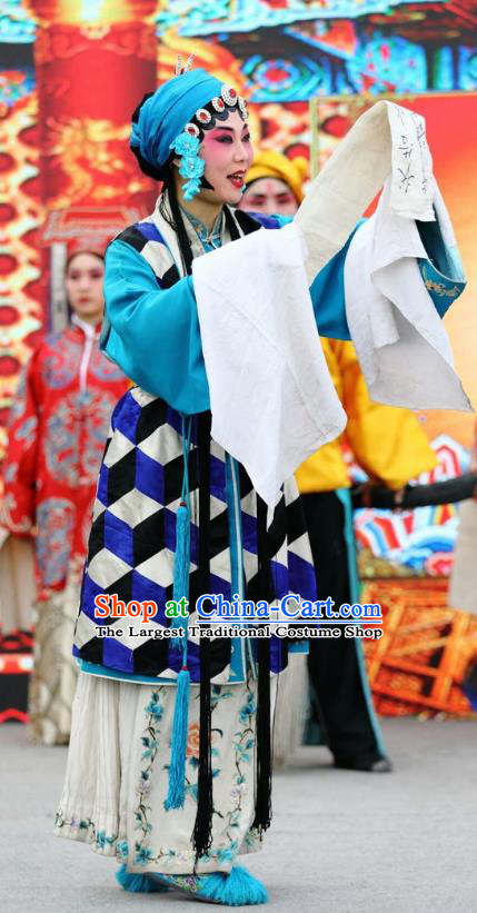 Chinese Jin Opera Diva Su Yun Garment Costumes and Headdress Shuang Luo Shan Traditional Shanxi Opera Actress Apparels Taoist Nun Dress