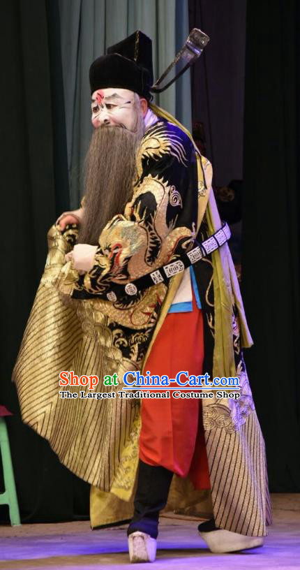 Huang Bi Gong Chinese Shanxi Opera Elderly Male Apparels Costumes and Headpieces Traditional Jin Opera Laosheng Garment Treacherous Official Clothing