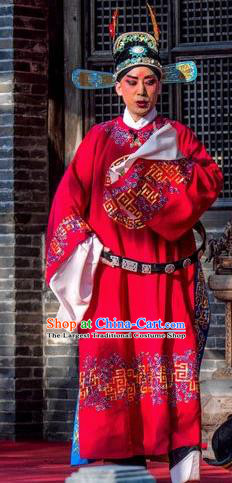 Xi Rong Gui Chinese Shanxi Opera Xiaosheng Apparels Costumes and Headpieces Traditional Jin Opera Niche Garment Number One Scholar Zhao Tingyu Clothing