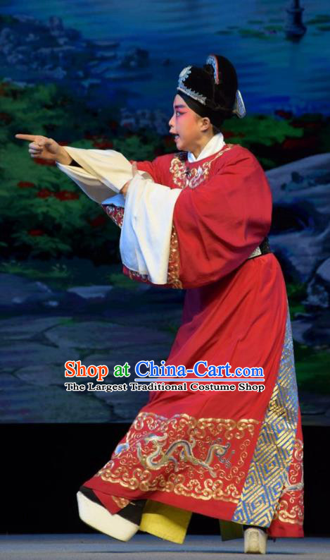 Big Feet Empress Chinese Shanxi Opera Xiaosheng Apparels Costumes and Headpieces Traditional Jin Opera Niche Garment Scholar Red Clothing