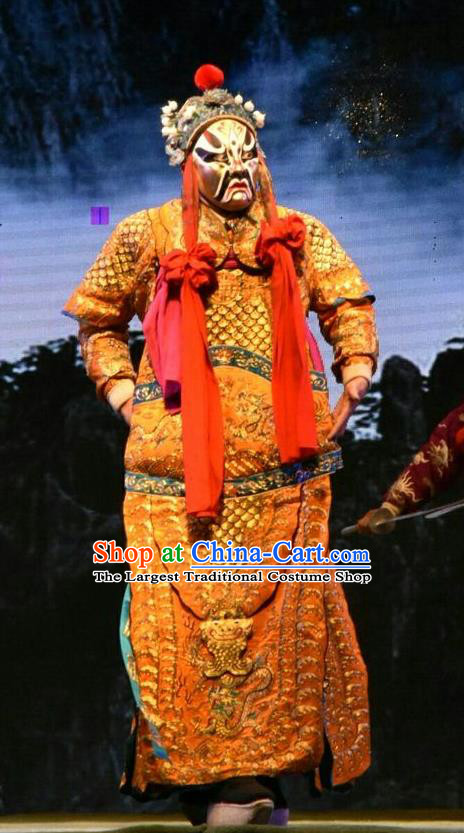 The Lotus Lantern Chinese Shanxi Opera Heaven General Apparels Costumes and Headpieces Traditional Jin Opera Jing Role Garment Armor Clothing
