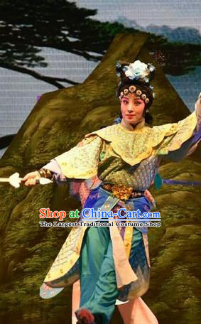 Chinese Jin Opera Wudan Garment Costumes and Headdress The Lotus Lantern Traditional Shanxi Opera Martial Lady Apparels Dress