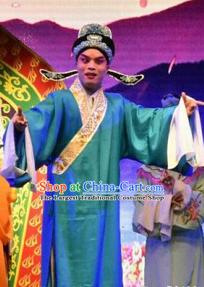 The Lotus Lantern Chinese Shanxi Opera Scholar Liu Yanchang Apparels Costumes and Headpieces Traditional Jin Opera Young Male Garment Xiaosheng Clothing