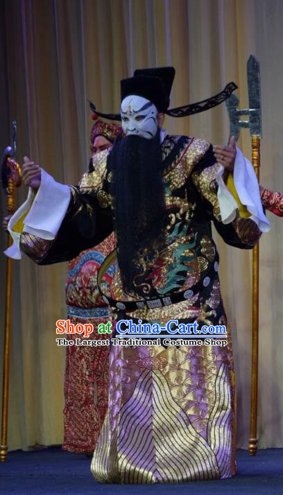 Mu Guiying Command Chinese Shanxi Opera Jing Role Apparels Costumes and Headpieces Traditional Jin Opera Elderly Male Garment Treacherous Official Wang Qiang Clothing