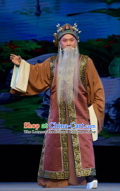 Big Feet Empress Chinese Shanxi Opera Landlord Apparels Costumes and Headpieces Traditional Jin Opera Laosheng Garment Elderly Male Clothing