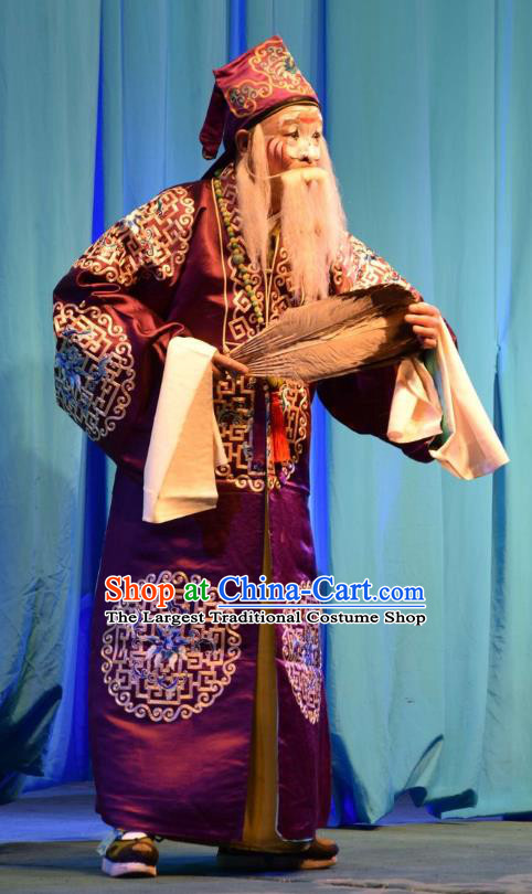 The Butterfly Chalice Chinese Shanxi Opera Ministry Councillor Apparels Costumes and Headpieces Traditional Jin Opera Elderly Male Garment Landlord Clothing