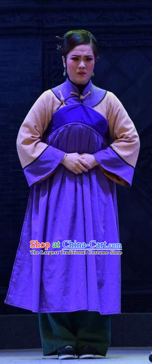 Chinese Jin Opera Female Servant Garment Costumes and Headdress The Legend of Jin E Traditional Shanxi Opera Maid Apparels Dress