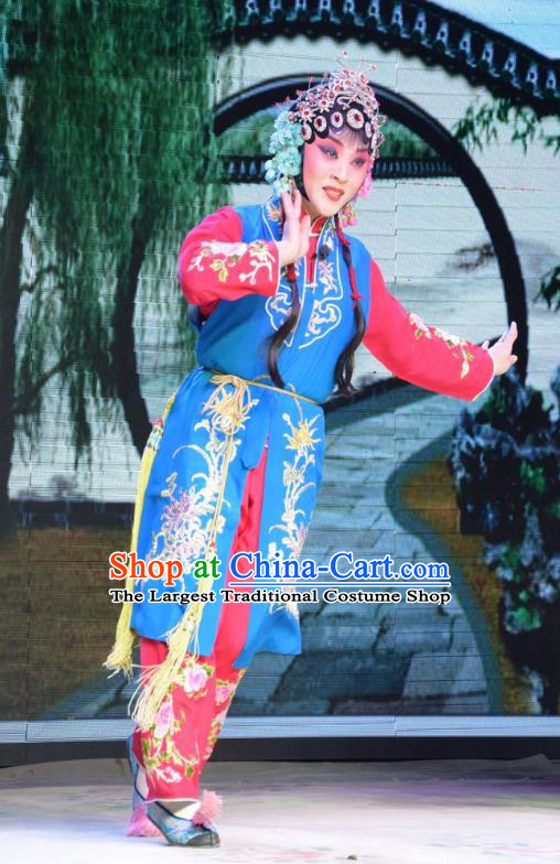 Chinese Jin Opera Maid Lady Garment Costumes and Headdress Legend of Leper Traditional Shanxi Opera Xiaodan Apparels Young Beauty Dress