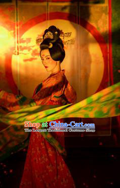 Chinese Ancient Drama Imperial Consort Dresses Hanfu Apparels Traditional Tang Dynasty Court Lady Historical Costumes and Headpieces Complete Set