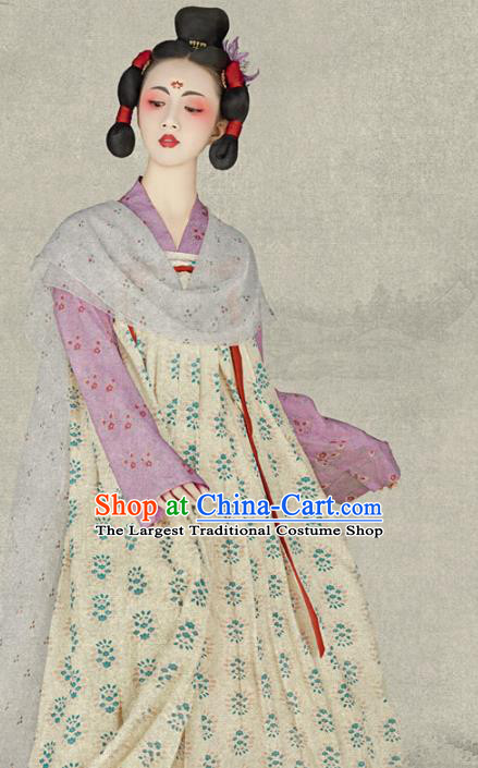 Chinese Ancient Drama Court Maid Dress Traditional Hanfu Apparels Tang Dynasty Palace Lady Historical Costumes and Headpieces for Women