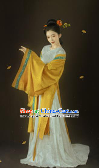 Chinese Ancient Young Female Dress Traditional Hanfu Apparels Song Dynasty Historical Drama Noble Mistress Replica Costumes and Headpieces for Women