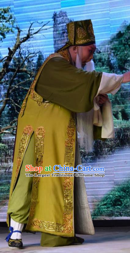 Legend of Leper Chinese Shanxi Opera Laosheng Apparels Costumes and Headpieces Traditional Jin Opera Elderly Male Garment Landlord Qiu Clothing