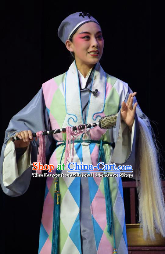 Chinese Jin Opera Taoist Nun Garment Costumes and Headdress Legend of Leper Traditional Shanxi Opera Young Female Apparels Actress Dress