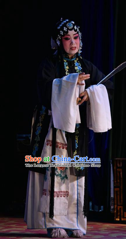 Chinese Jin Opera Diva Qin Xianglian Garment Costumes and Headdress Ming Gong Duan Traditional Shanxi Opera Young Female Apparels Tsing Yi Dress