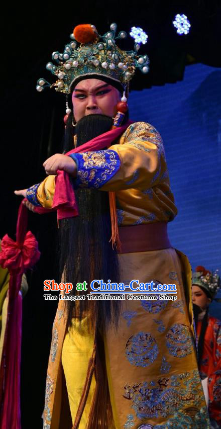 Wei Shui River Chinese Shanxi Opera Lord Apparels Costumes and Headpieces Traditional Jin Opera Monarch Garment King Ji Chang Clothing