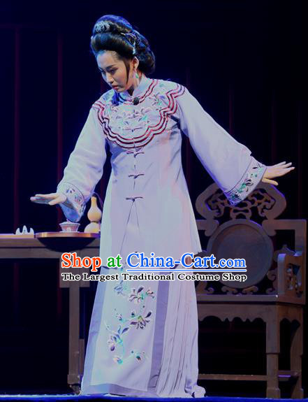 Chinese Shandong Opera Young Mistress Garment Costumes and Headdress You Bai Chuan Traditional Lu Opera Actress Apparels Dame Purple Dress