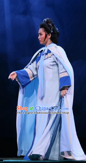 Chinese Shandong Opera Young Female Garment Costumes and Headdress You Bai Chuan Traditional Lu Opera Actress Apparels Mistress Dress