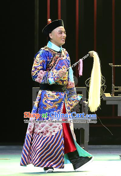 You Bai Chuan Chinese Lu Opera Palace Servant Apparels Costumes and Headpieces Traditional Shandong Opera Garment Qing Dynasty Eunuch Clothing
