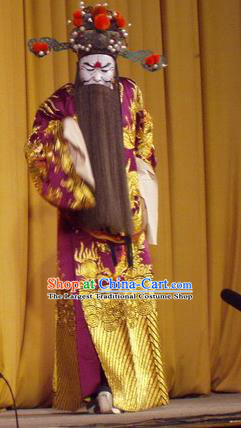 The Romance of Hairpin Chinese Qu Opera Jing Role Apparels Costumes and Headpieces Traditional Henan Opera Elderly Male Garment Prime Minister Wan Si Clothing