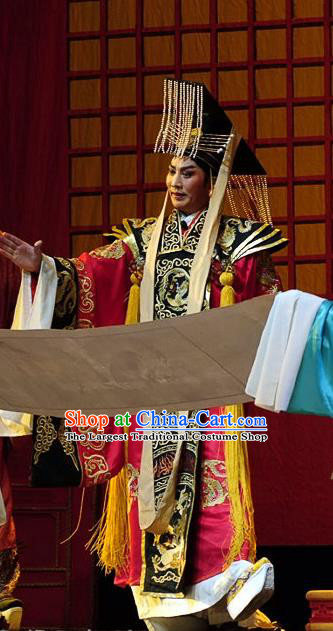 Hua Long Dian Jing Chinese Lu Opera Emperor Li Shimin Apparels Costumes and Headpieces Traditional Shandong Opera Lord Garment Monarch Clothing