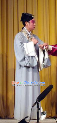 Pao Bian Jing Chinese Qu Opera Young Male Apparels Costumes and Headpieces Traditional Henan Opera Xiaosheng Garment Scholar Zhang Chengyu Clothing