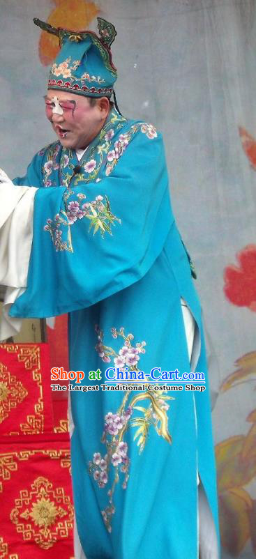 Feng Xue Pei Chinese Qu Opera Chou Role Yan Jun Apparels Costumes and Headpieces Traditional Henan Opera Clown Garment Rich Man Clothing