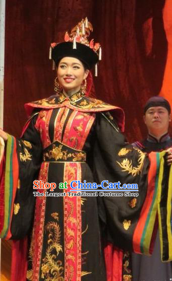Chinese Henan Opera Imperial Consort Jia Yuanchun Garment Costumes and Headdress Huang Ye Hong Lou Traditional Qu Opera Hua Tan Apparels Court Woman Dress