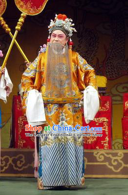 Jiu Ling Jiu Zhu Chinese Qu Opera Emperor Xuanzong Apparels Costumes and Headpieces Traditional Henan Opera Elderly Male Garment Monarch Li Longji Clothing