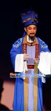 Chang Bai Han Ru Chinese Lu Opera Landlord Zhu Wenhan Apparels Costumes and Headpieces Traditional Shandong Opera Elderly Male Garment Laosheng Clothing