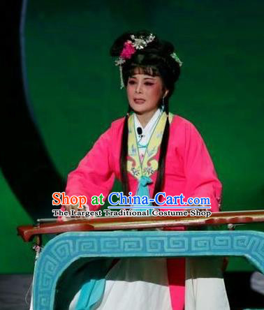 Chinese Shandong Opera Actress Garment Costumes and Headdress Chang Bai Han Ru Traditional Lu Opera Hua Tan Apparels Diva Jiang Hanqiu Dress