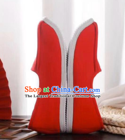 Chinese Handmade Red Cloth Shoes Traditional Han Dynasty Wedding Hanfu Shoes Ancient Scholar Multilayer Soles Shoes
