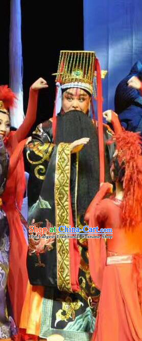 You Meng Yi Guan Chinese Hubei Hanchu Opera Emperor Apparels Costumes and Headpieces Traditional Han Opera Lord Garment Monarch Clothing
