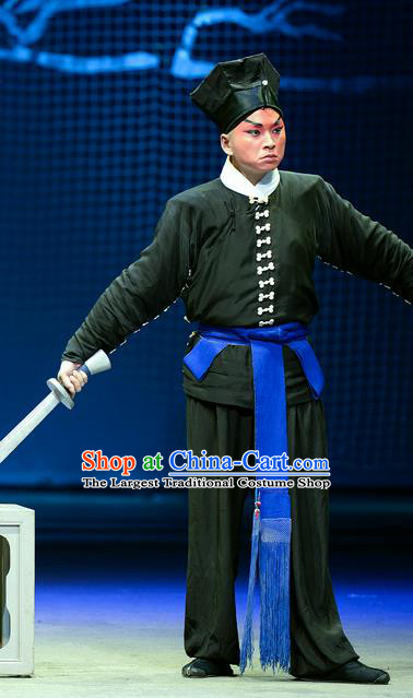 Jin Lian Chinese Hubei Hanchu Opera Martial Male Apparels Costumes and Headpieces Traditional Han Opera Wusheng Garment Hero Wu Song Clothing