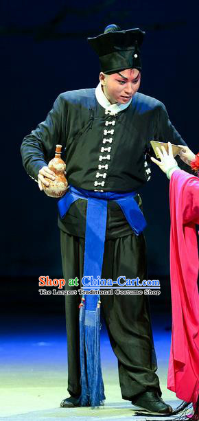 Jin Lian Chinese Hubei Hanchu Opera Martial Male Apparels Costumes and Headpieces Traditional Han Opera Wusheng Garment Hero Wu Song Clothing