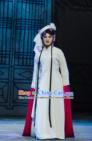 Chinese Han Opera Distress Woman Garment Jin Lian Costumes and Headdress Traditional Hubei Hanchu Opera Young Female Apparels Diva Pan Jinlian Dress