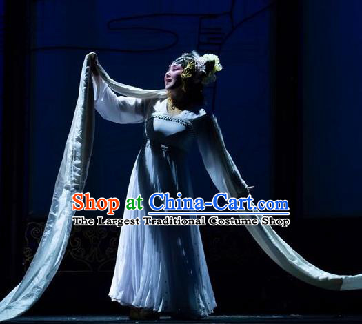 Chinese Han Opera Actress Garment Ni Chang Chang Ge Costumes and Headdress Traditional Hubei Hanchu Opera Imperial Concubine Yang Yuhuan Apparels Distress Female Dress
