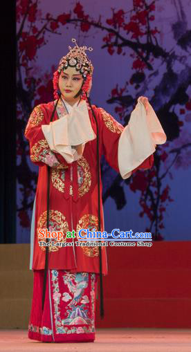 Chinese Han Opera Diva Chen Xingyuan Garment Cong Tai Bie Costumes and Headdress Traditional Hubei Hanchu Opera Hua Tan Apparels Actress Red Dress