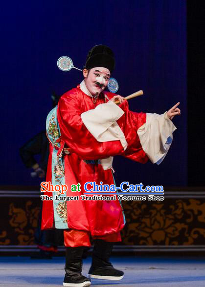 Xian Jie Bian Chinese Hubei Hanchu Opera Magistrate Luan Apparels Costumes and Headpieces Traditional Han Opera Chou Role Garment Official Clothing