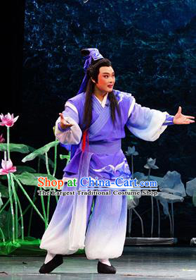 Legend of Meng Jiangnv Chinese Hubei Hanchu Opera Xiaosheng Apparels Costumes and Headpieces Traditional Han Opera Young Male Garment Fan Xiliang Clothing