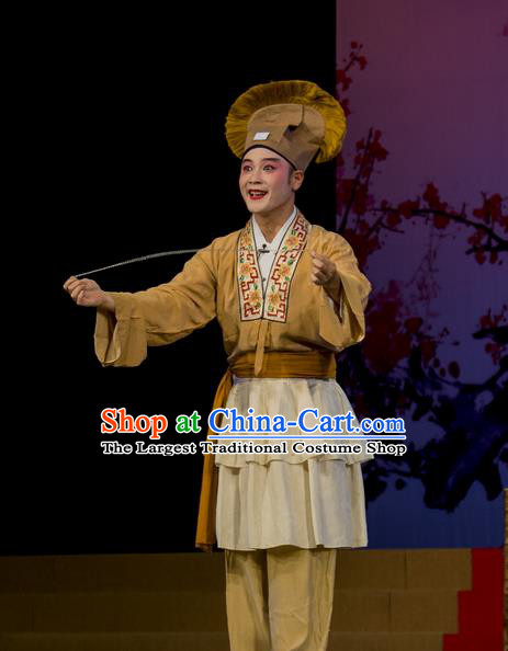 Shi Qi Chinese Hubei Hanchu Opera Young Male Apparels Costumes and Headpieces Traditional Han Opera Garment Merchant Tang Er Clothing