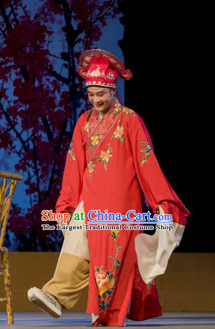 Shi Qi Chinese Hubei Hanchu Opera Xiaosheng Apparels Costumes and Headpieces Traditional Han Opera Garment Merchant Young Male Tang Er Clothing