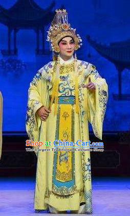 The Long Regret Chinese Guangdong Opera Monarch Apparels Costumes and Headpieces Traditional Cantonese Opera Emperor Li Longji Garment Xiaosheng Clothing
