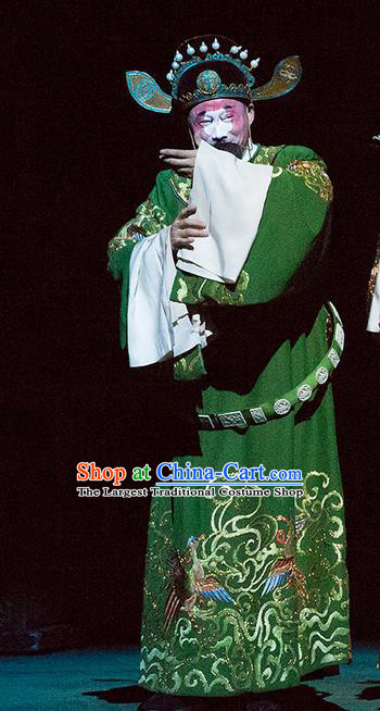 Yu Zhou Feng Chinese Hubei Hanchu Opera Chou Role Apparels Costumes and Headpieces Traditional Han Opera Clown Garment Official Clothing
